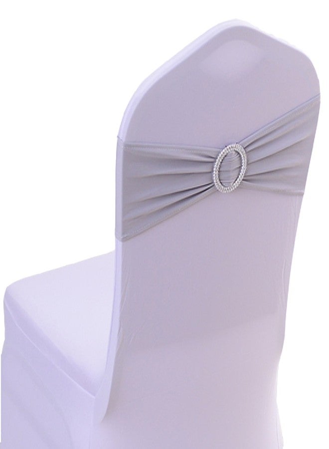 SheYang 50PCS Spandex Chair Sashes Bows Elastic Chair Bands with Buckle Slider Sashes Bows for Wedding Decorations (50PCS, Light Grey) - Image 1